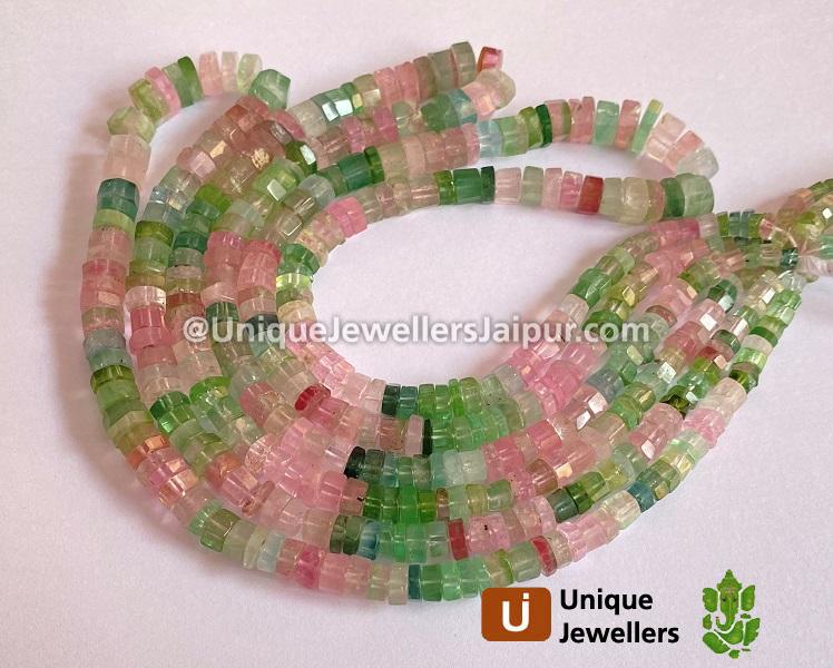 Afghan Tourmaline Step Cut Roundelle Beads